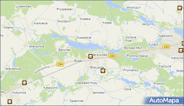 mapa Jerzykowo gmina Pobiedziska, Jerzykowo gmina Pobiedziska na mapie Targeo