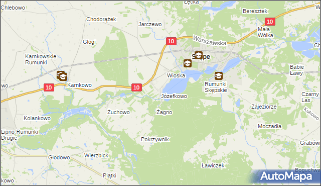 mapa Józefkowo gmina Skępe, Józefkowo gmina Skępe na mapie Targeo