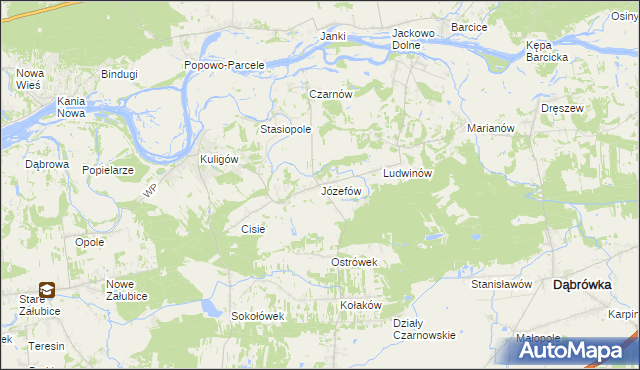 mapa Józefów gmina Dąbrówka, Józefów gmina Dąbrówka na mapie Targeo