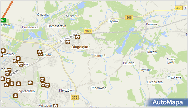 mapa Kamień gmina Długołęka, Kamień gmina Długołęka na mapie Targeo