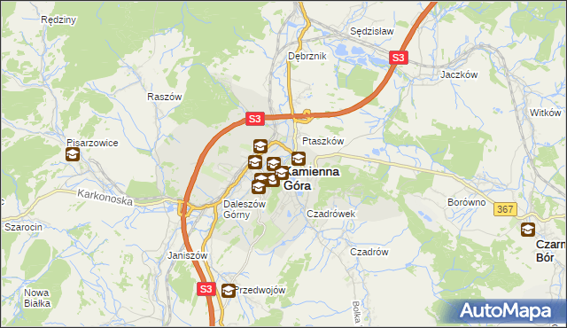 mapa Kamienna Góra, Kamienna Góra na mapie Targeo