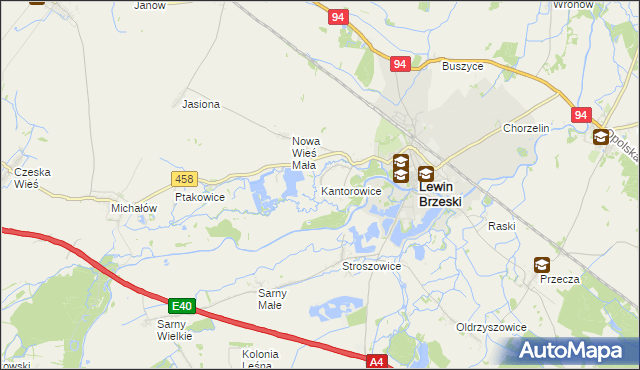 mapa Kantorowice gmina Lewin Brzeski, Kantorowice gmina Lewin Brzeski na mapie Targeo