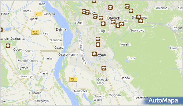mapa Karczew powiat otwocki, Karczew powiat otwocki na mapie Targeo