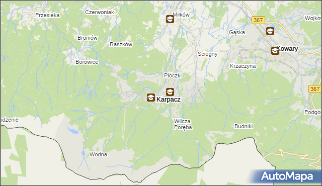 mapa Karpacz, Karpacz na mapie Targeo