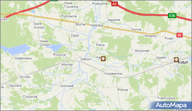 mapa Kępa gmina Kotuń, Kępa gmina Kotuń na mapie Targeo