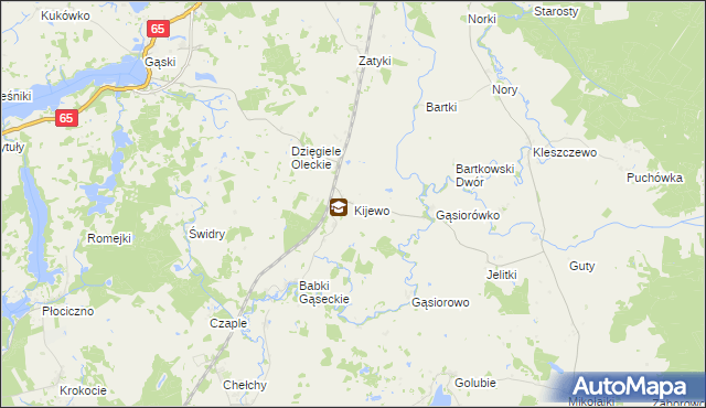 mapa Kijewo gmina Olecko, Kijewo gmina Olecko na mapie Targeo