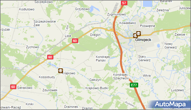 mapa Kondrajec Pański, Kondrajec Pański na mapie Targeo