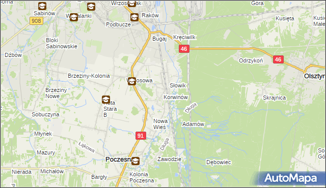 mapa Korwinów, Korwinów na mapie Targeo