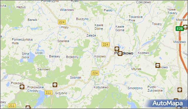 mapa Kosowo gmina Przodkowo, Kosowo gmina Przodkowo na mapie Targeo
