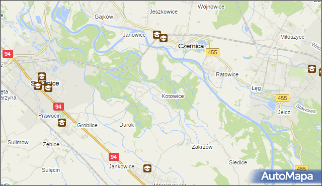 mapa Kotowice gmina Siechnice, Kotowice gmina Siechnice na mapie Targeo