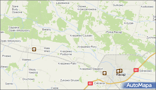 mapa Kraszewo-Rory, Kraszewo-Rory na mapie Targeo