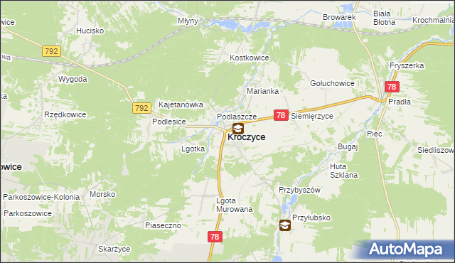 mapa Kroczyce, Kroczyce na mapie Targeo