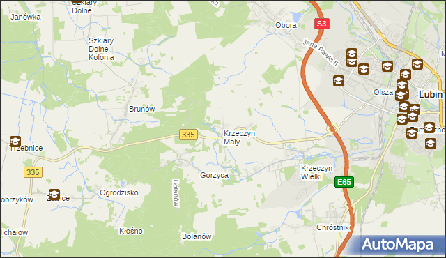 mapa Krzeczyn Mały, Krzeczyn Mały na mapie Targeo
