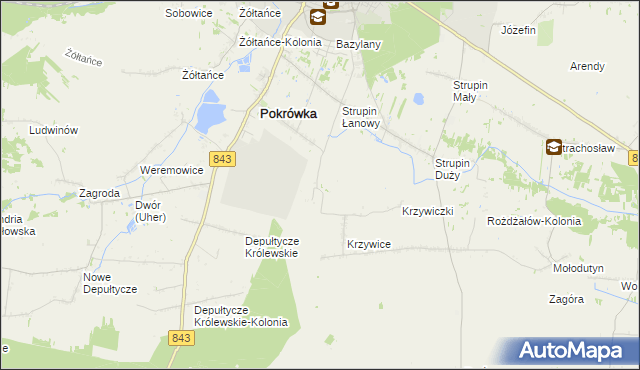 mapa Krzywice-Kolonia, Krzywice-Kolonia na mapie Targeo