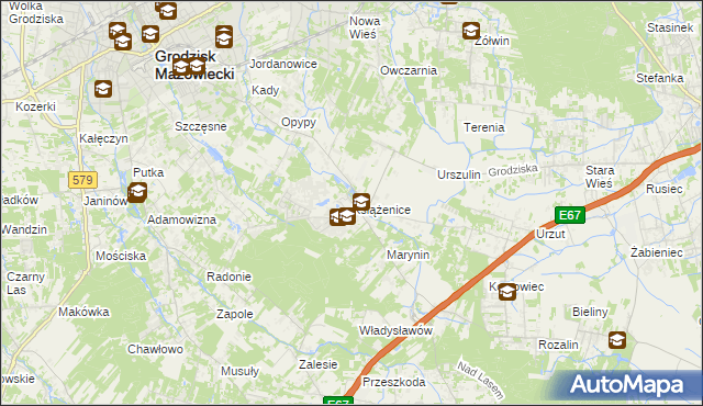 mapa Książenice gmina Grodzisk Mazowiecki, Książenice gmina Grodzisk Mazowiecki na mapie Targeo