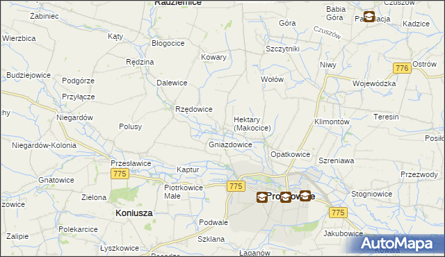 mapa Makocice, Makocice na mapie Targeo