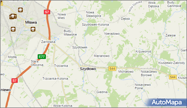 mapa Marianowo gmina Szydłowo, Marianowo gmina Szydłowo na mapie Targeo