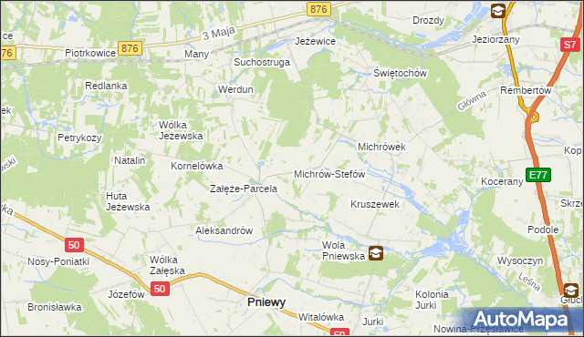 mapa Michrów-Stefów gmina Pniewy, Michrów-Stefów gmina Pniewy na mapie Targeo