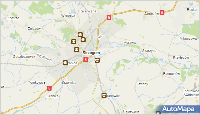 mapa Międzyrzecze gmina Strzegom, Międzyrzecze gmina Strzegom na mapie Targeo