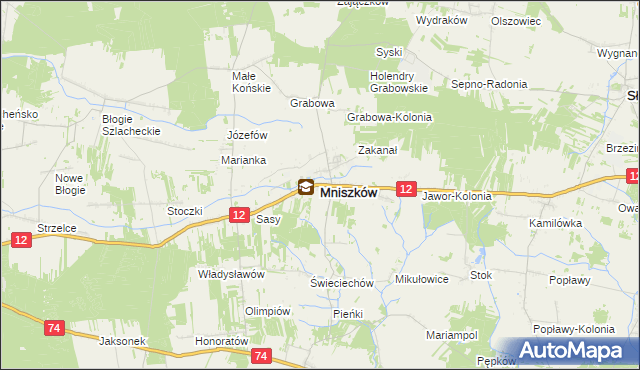 mapa Mniszków powiat opoczyński, Mniszków powiat opoczyński na mapie Targeo