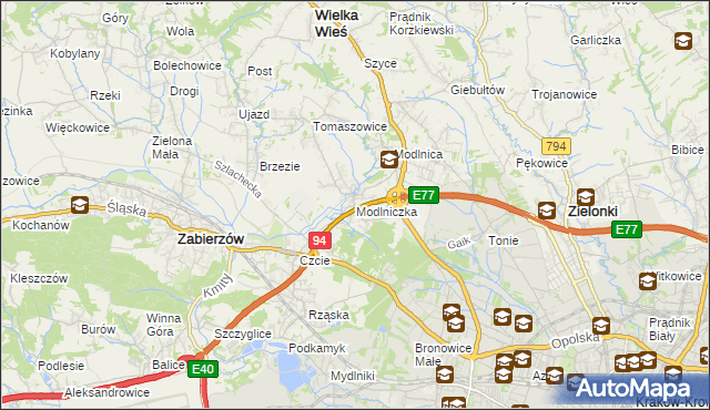 mapa Modlniczka, Modlniczka na mapie Targeo