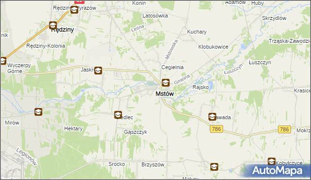 mapa Mstów powiat częstochowski, Mstów powiat częstochowski na mapie Targeo