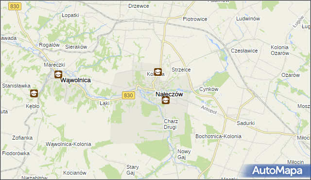 mapa Nałęczów powiat puławski, Nałęczów powiat puławski na mapie Targeo