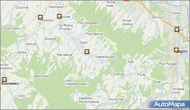 mapa Niebieszczany, Niebieszczany na mapie Targeo
