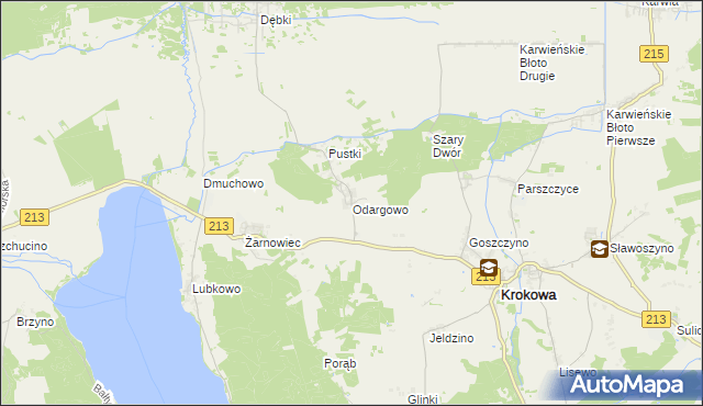 mapa Odargowo gmina Krokowa, Odargowo gmina Krokowa na mapie Targeo