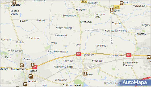 mapa Orły gmina Ożarów Mazowiecki, Orły gmina Ożarów Mazowiecki na mapie Targeo