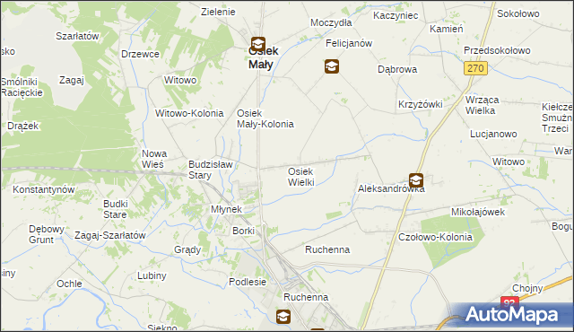 mapa Osiek Wielki gmina Osiek Mały, Osiek Wielki gmina Osiek Mały na mapie Targeo