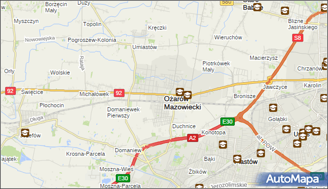mapa Ożarów Mazowiecki, Ożarów Mazowiecki na mapie Targeo