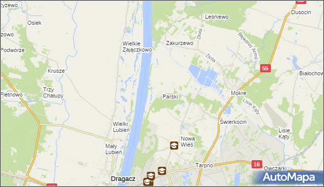 mapa Parski gmina Grudziądz, Parski gmina Grudziądz na mapie Targeo