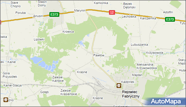 mapa Pawłów gmina Rejowiec Fabryczny, Pawłów gmina Rejowiec Fabryczny na mapie Targeo