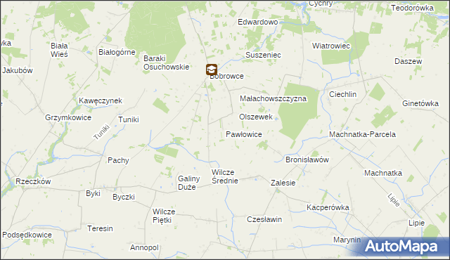 mapa Pawłowice gmina Mszczonów, Pawłowice gmina Mszczonów na mapie Targeo