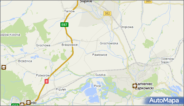 mapa Pawłowice gmina Ząbkowice Śląskie, Pawłowice gmina Ząbkowice Śląskie na mapie Targeo