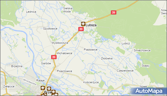 mapa Piastowice gmina Lubsza, Piastowice gmina Lubsza na mapie Targeo