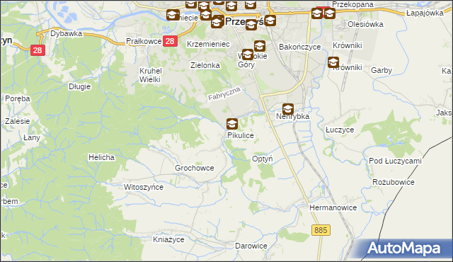 mapa Pikulice, Pikulice na mapie Targeo