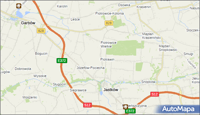 mapa Piotrawin gmina Jastków, Piotrawin gmina Jastków na mapie Targeo