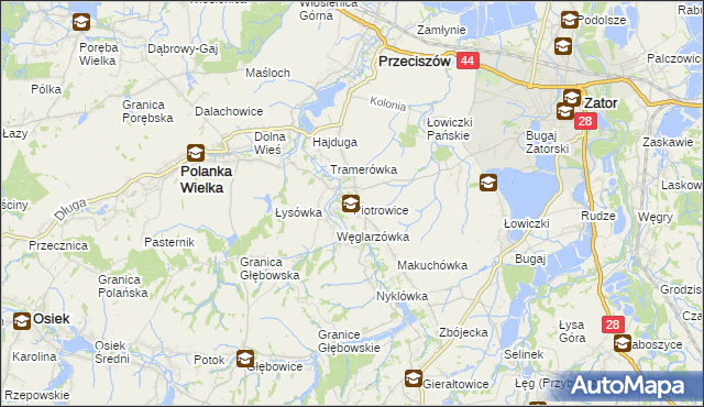 mapa Piotrowice gmina Przeciszów, Piotrowice gmina Przeciszów na mapie Targeo