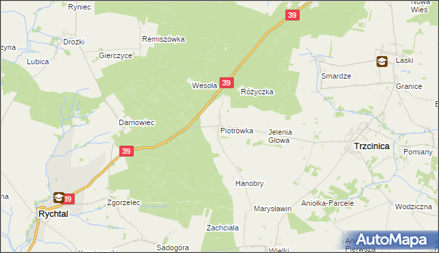 mapa Piotrówka gmina Trzcinica, Piotrówka gmina Trzcinica na mapie Targeo