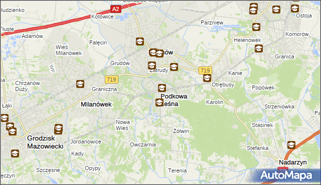 mapa Podkowa Leśna, Podkowa Leśna na mapie Targeo