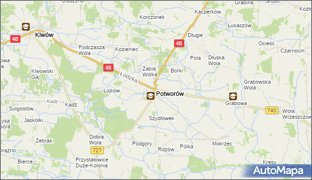 mapa Potworów powiat przysuski, Potworów powiat przysuski na mapie Targeo