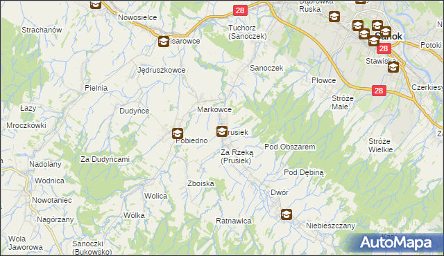 mapa Prusiek, Prusiek na mapie Targeo