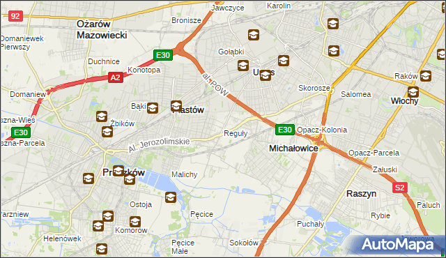 mapa Reguły, Reguły na mapie Targeo