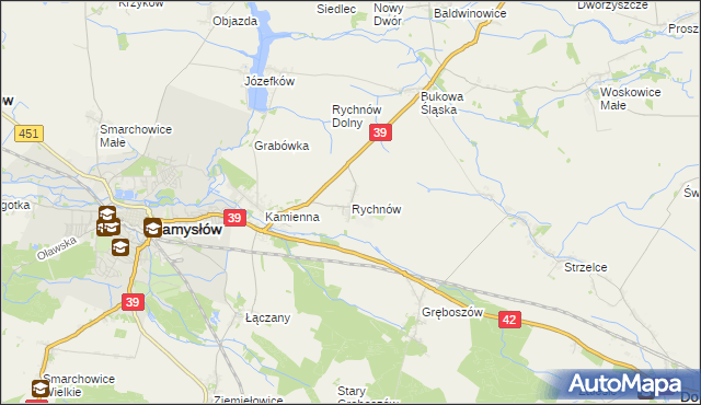 mapa Rychnów gmina Namysłów, Rychnów gmina Namysłów na mapie Targeo