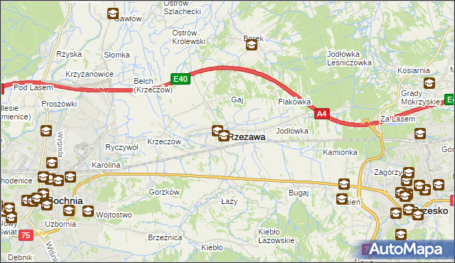 mapa Rzezawa, Rzezawa na mapie Targeo