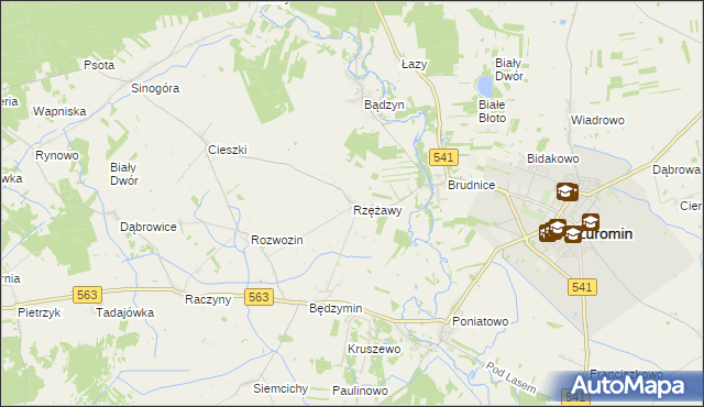 mapa Rzężawy gmina Żuromin, Rzężawy gmina Żuromin na mapie Targeo