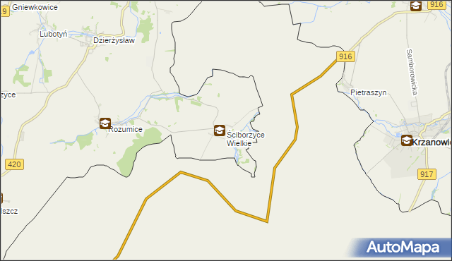 mapa Ściborzyce Wielkie, Ściborzyce Wielkie na mapie Targeo