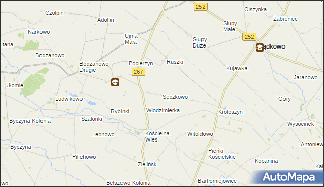 mapa Sęczkowo gmina Osięciny, Sęczkowo gmina Osięciny na mapie Targeo